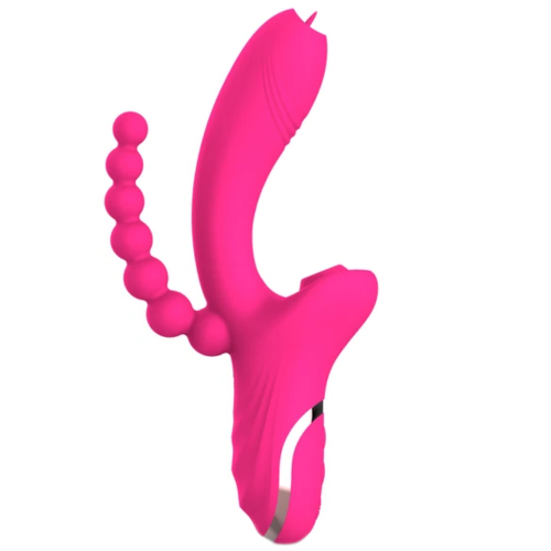Sexual World 3D Stimülasyon 3'in 1 Emme ve Dil Hareketli Vibratör-Pink